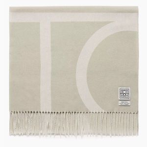 Toteme Monogram Jacquard Wool Scarf - Macadamia